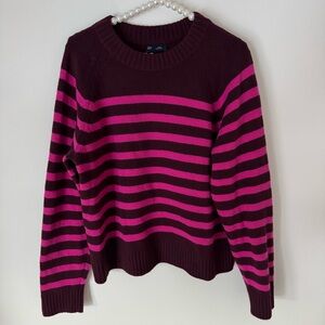 GAP pink and burgundy striped sweater